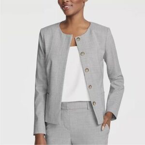NWT ANN TAYLOR Crewneck Jacket in Graph Check